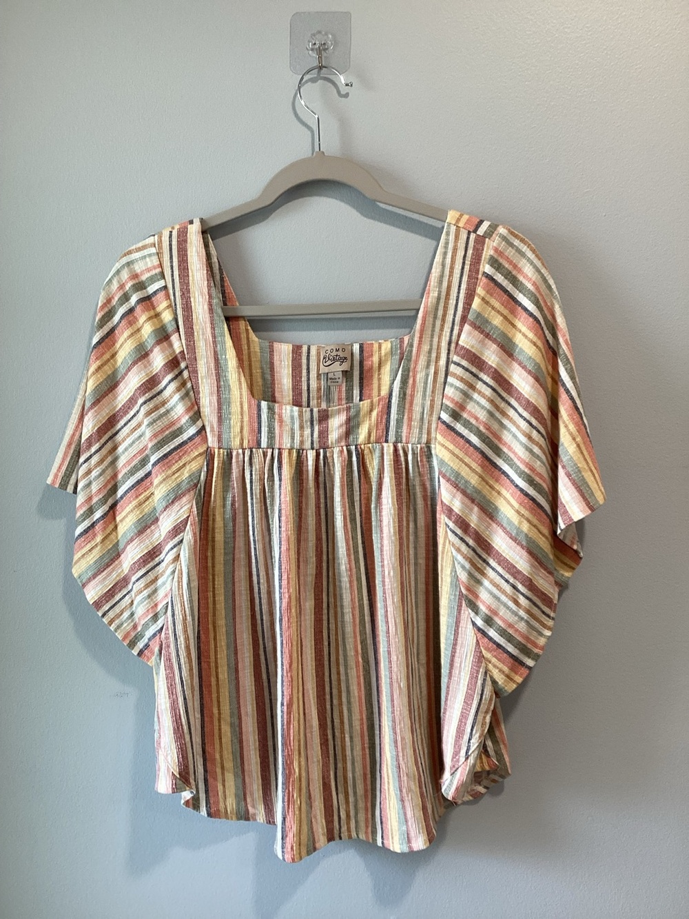 Multicolor Striped Square-Neck Women’s Top